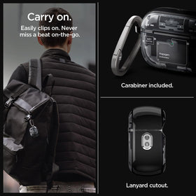 Spigen case held in hand demonstrating compact scale and portability