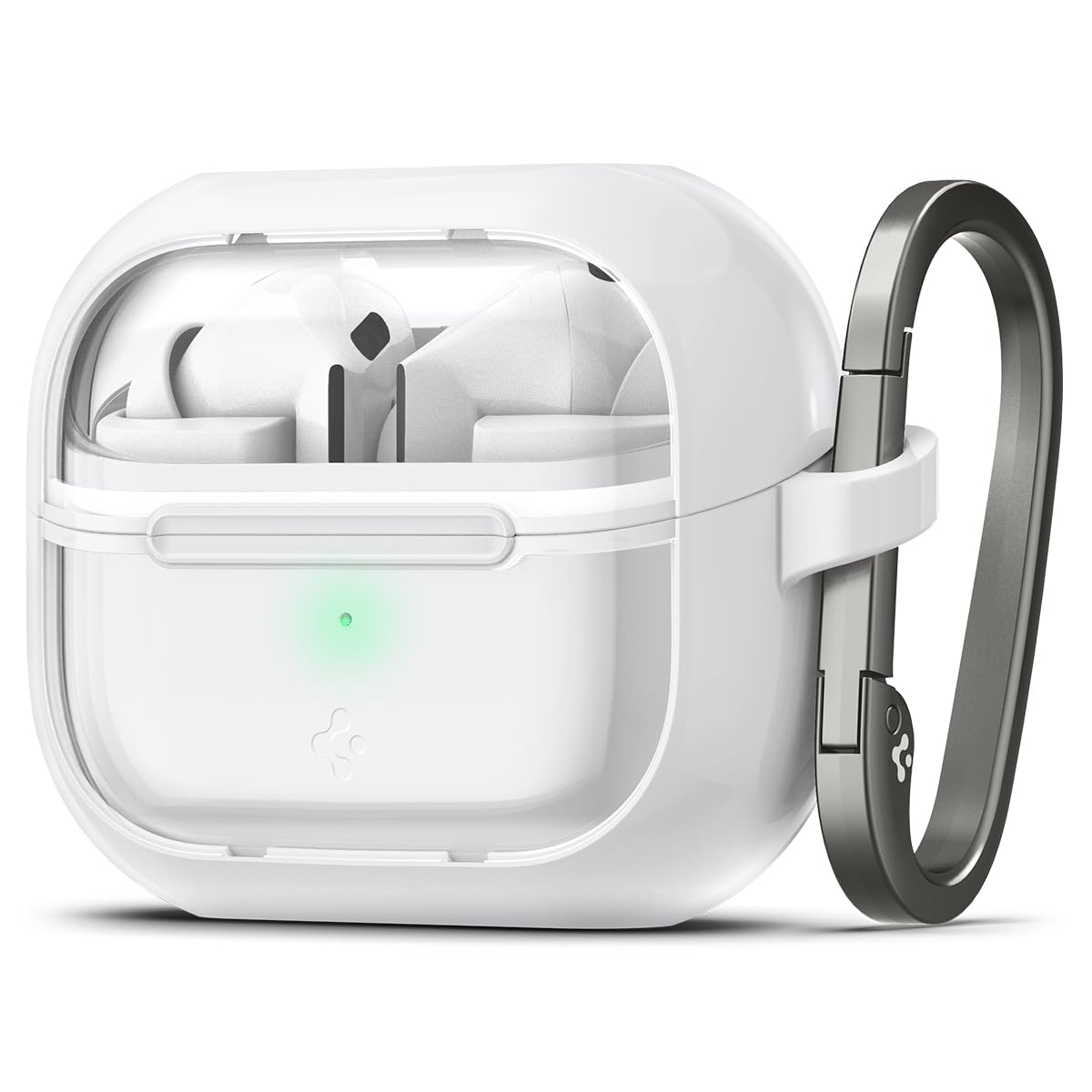 Spigen Ultra Hybrid Jet White Buds3 FE front view showing crystal-clear protection.