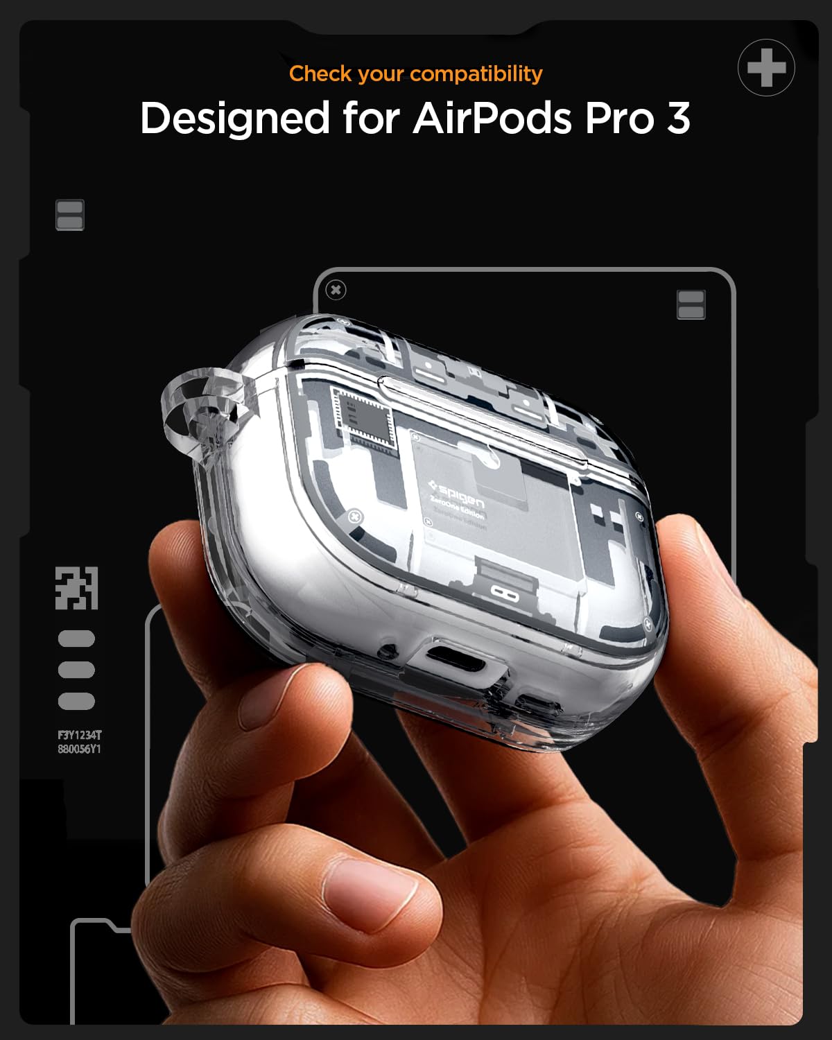 Spigen Ultra Hybrid close-up of back print highlighting durable DDP finish benefit