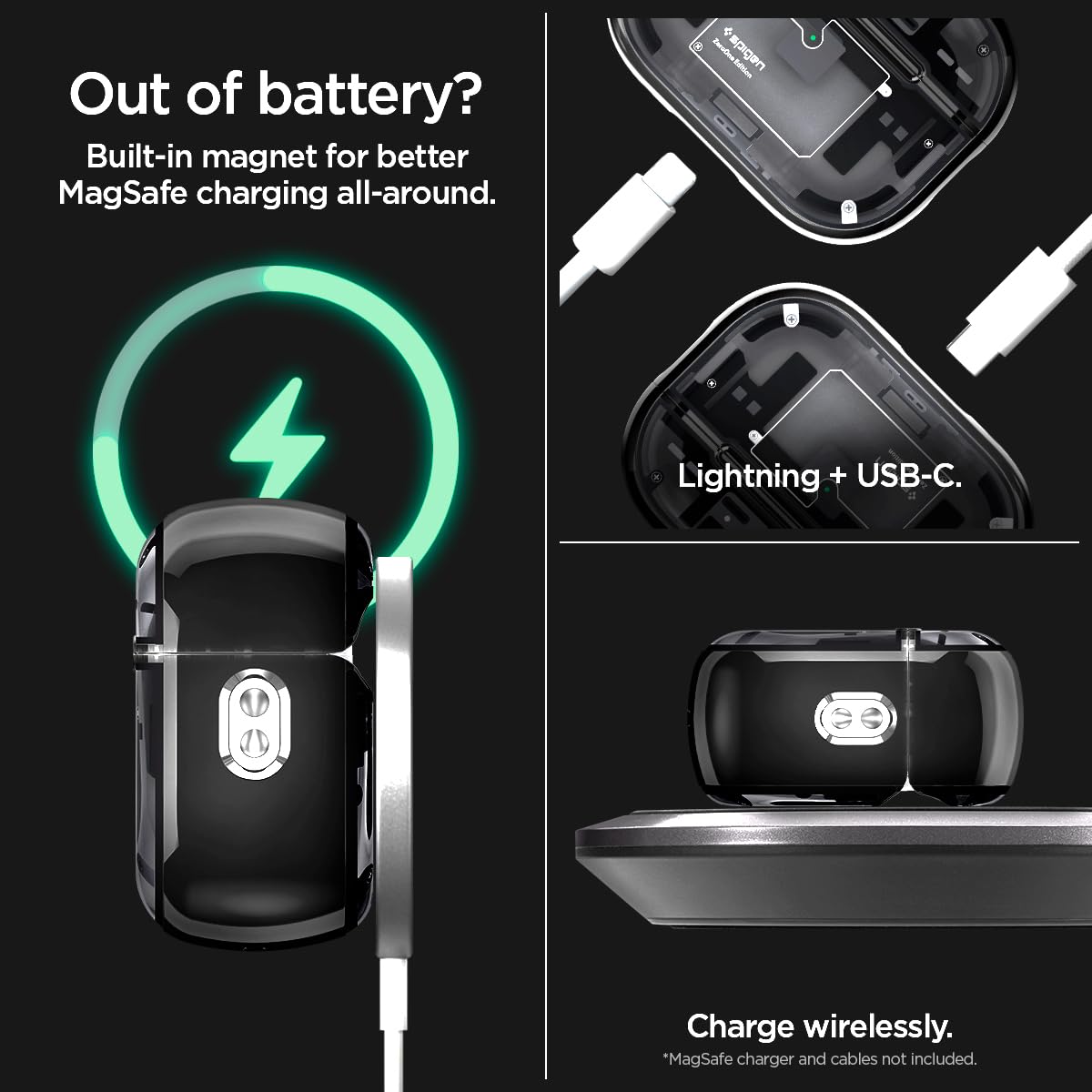 Spigen MagSafe alignment showing magnets securing wireless charging