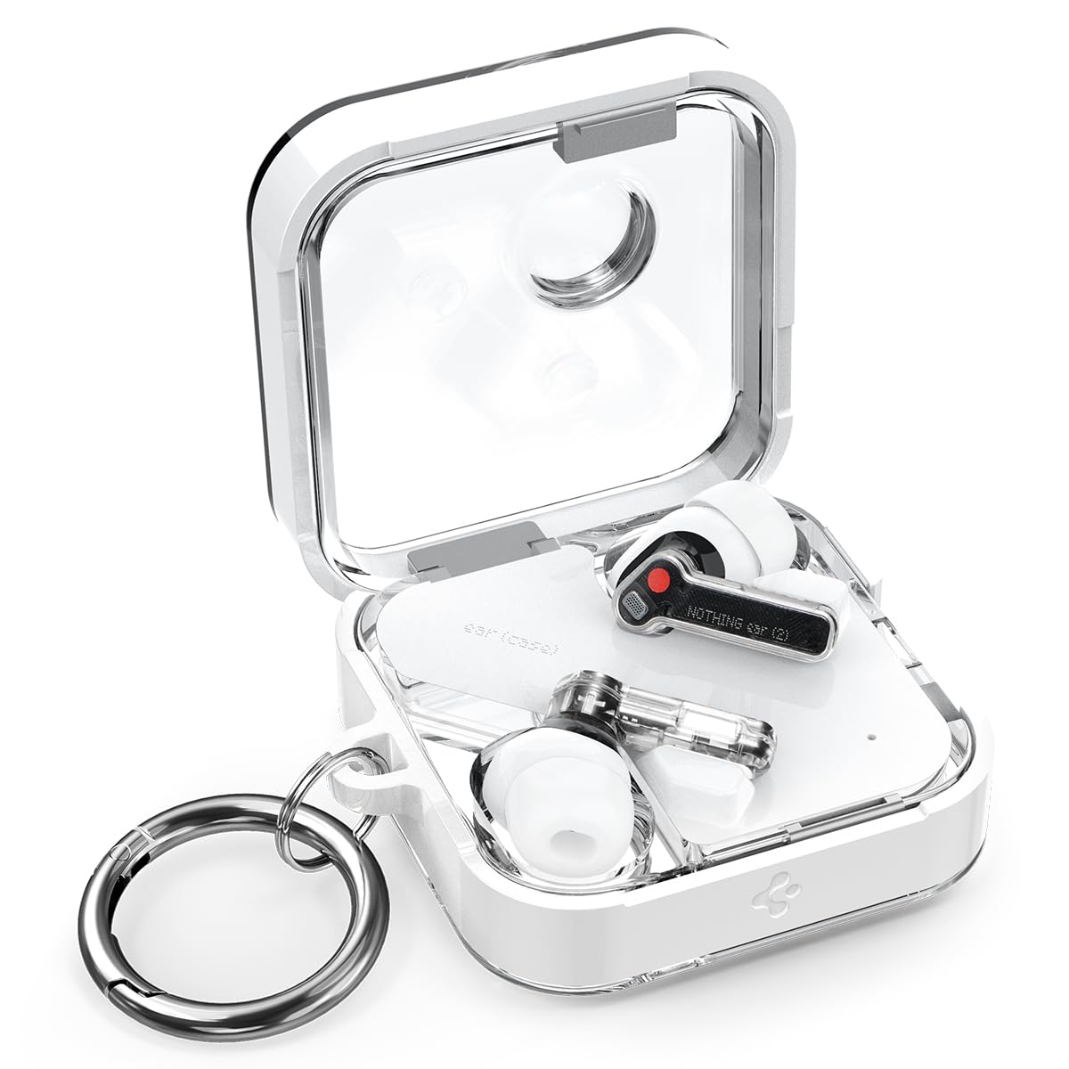 Spigen Ultra Hybrid Nothing Ear 2 case front view showing crystal-clear protection.