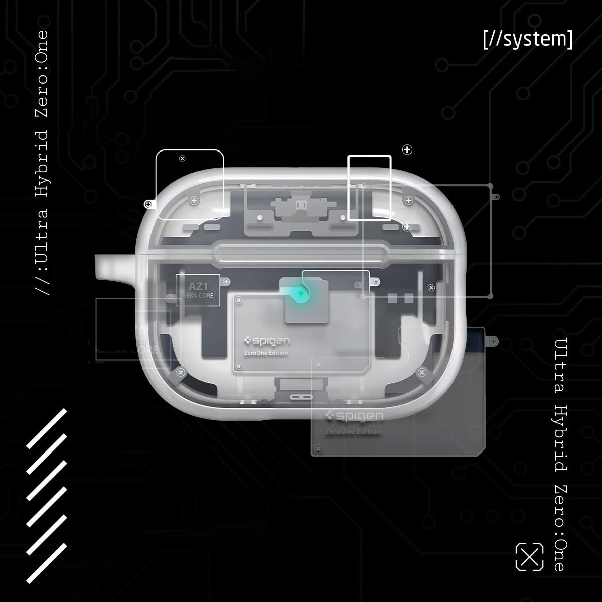 Spigen Ultra Hybrid white side bumper detail offering impact resistance benefit