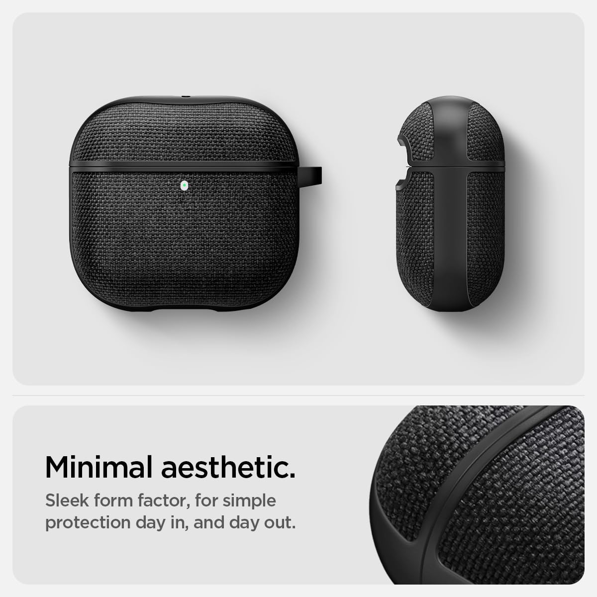 Spigen Urban Fit suede interior close-up protecting AirPods benefit