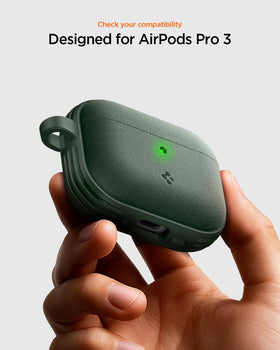 Spigen Vault for AirPods Pro 3 case, Midnight Green, back view showing closure