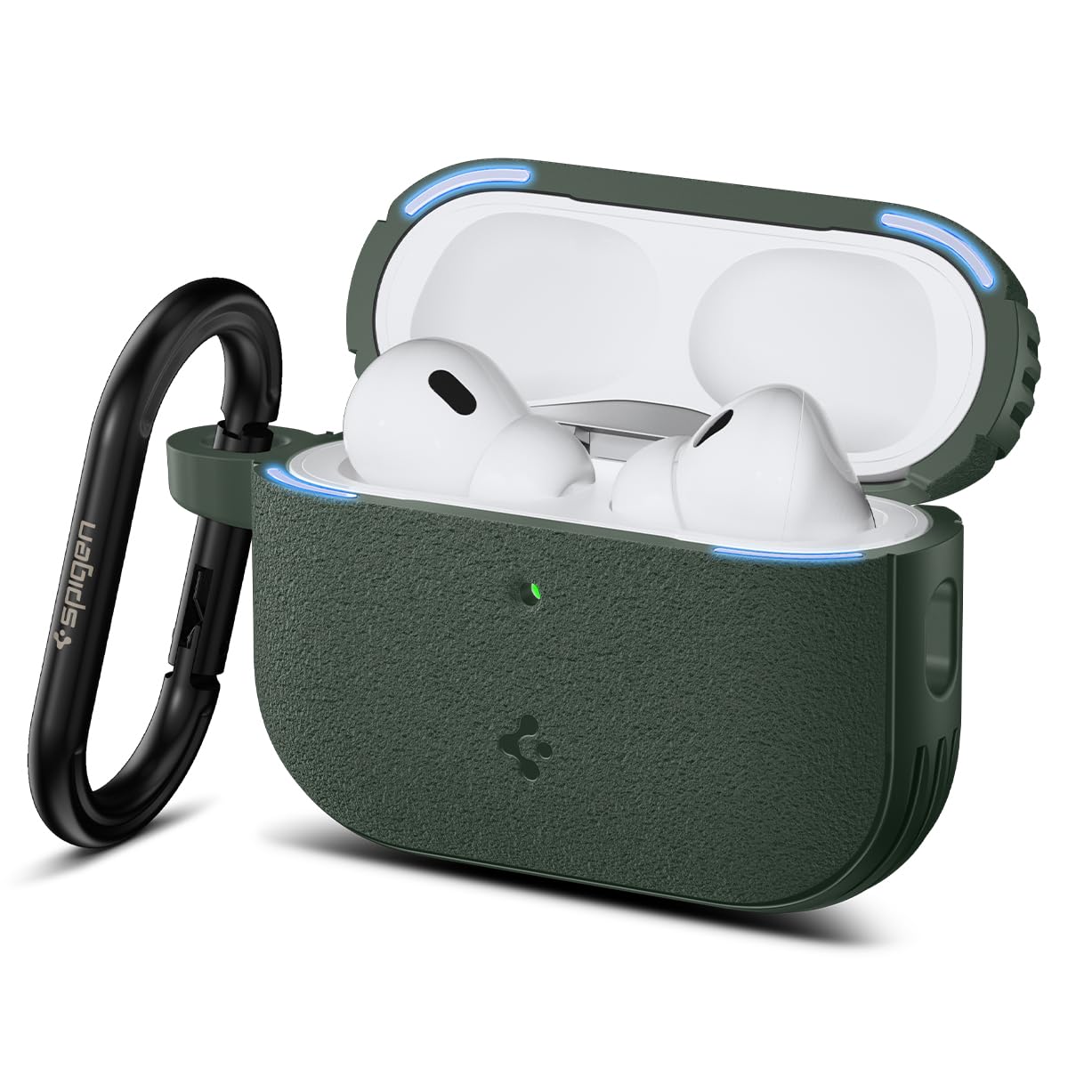 Spigen Vault for AirPods Pro 3 case, Midnight Green, front view with rugged grip
