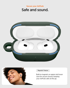 Rugged textured grip on Spigen Vault AirPods Pro 3 case for secure handling