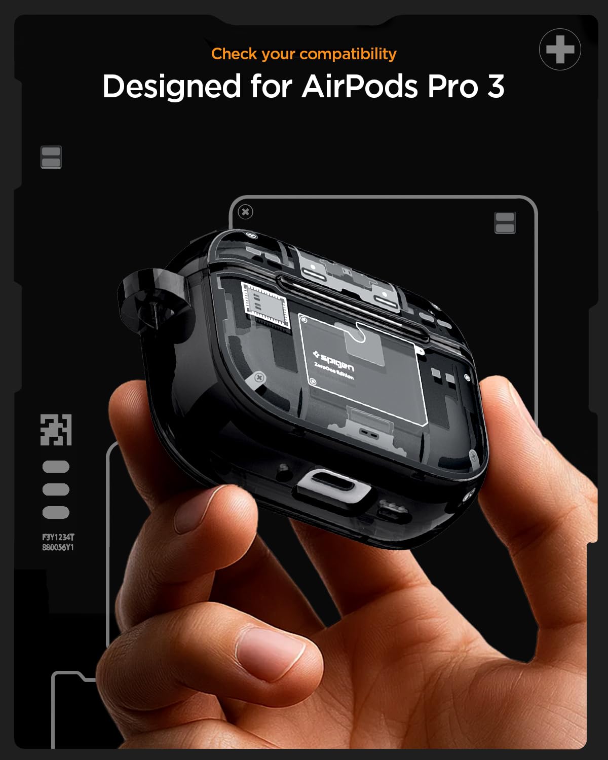 Spigen Zero One close-up of teardown DDP print, highlights internal-layout detail benefit