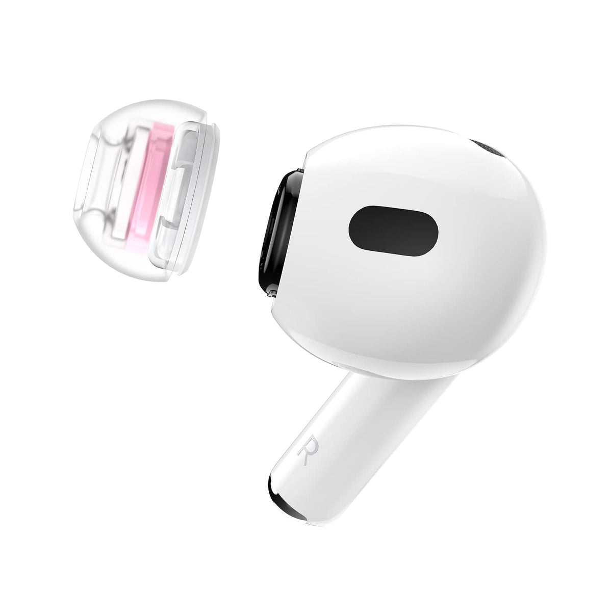 SpinFit AirPods Pro Gen 1-2 ear tips installed for a lighter, comfortable fit.