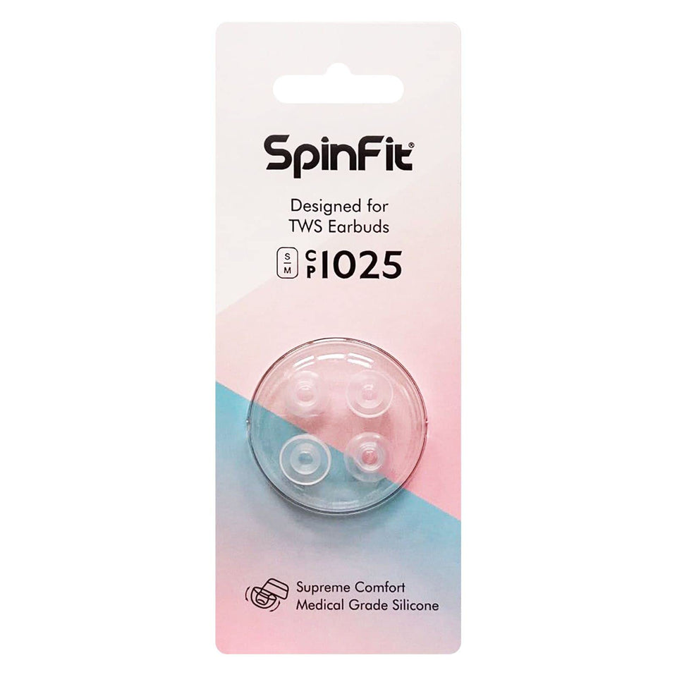 SpinFit CP1025 front packaging showing two pairs and size labels for easy selection