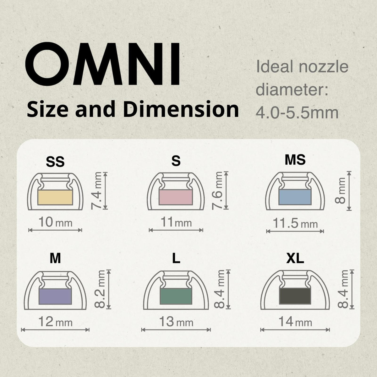 SpinFit Omni XL eartip 3.7mm nozzle diameter detail