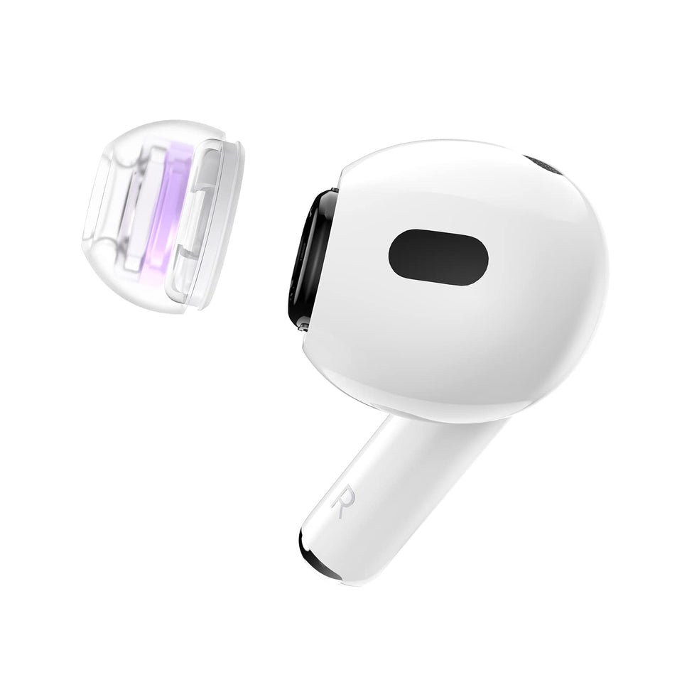 SpinFit SuperFine tip close-up showing comfort-focused CP1025 silicone