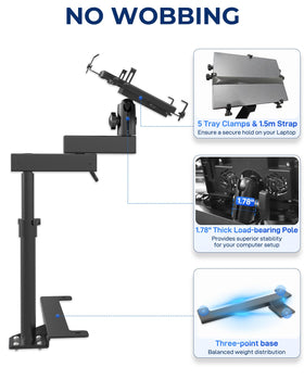 SPIRRELAB 180 degree rotation supports flexible laptop positioning on the go.