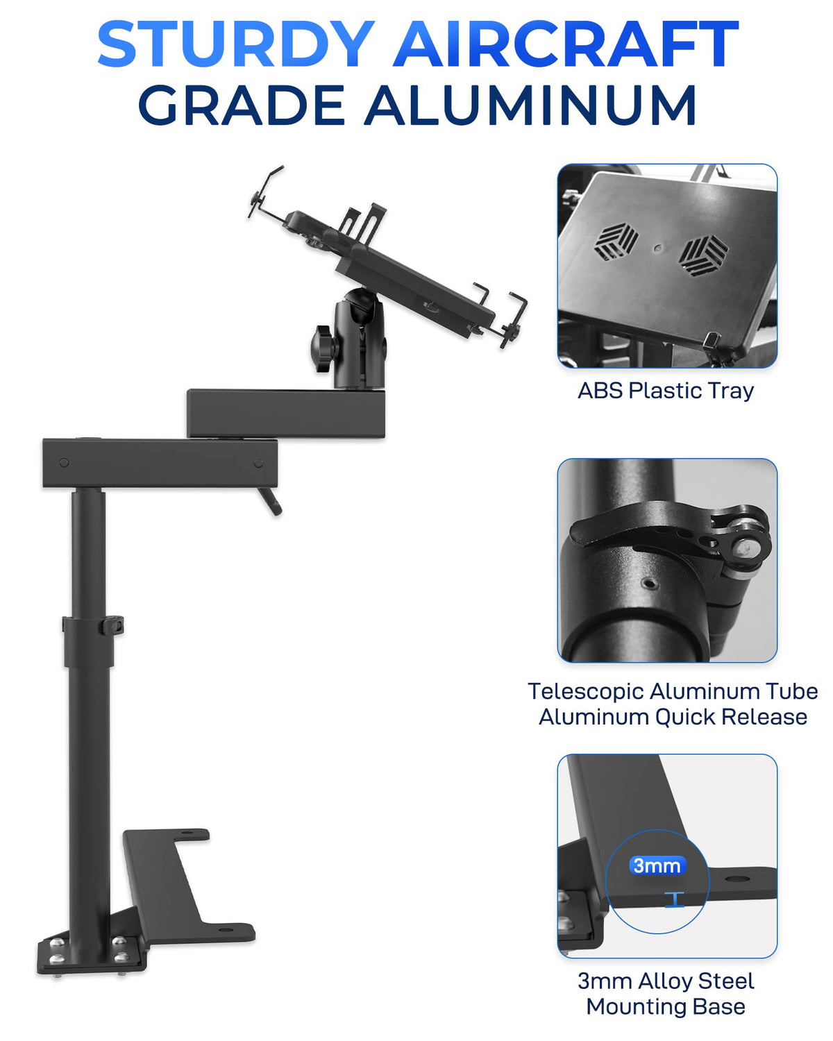 SPIRRELAB five-clamp system keeps 10-17 inch laptops secure.