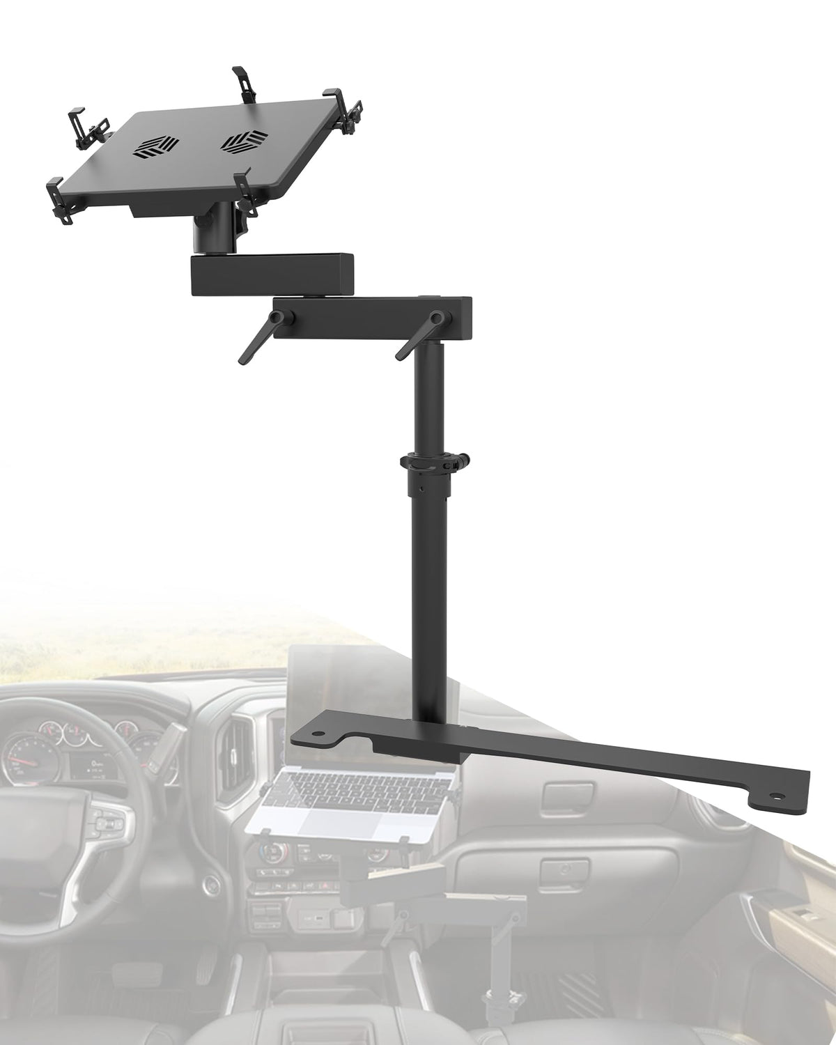 SPIRRELAB truck laptop mount no-drill setup enables quick and secure installation.