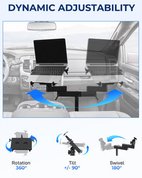 SPIRRELAB tilt and rotate truck laptop mount supports ergonomic positioning for work.