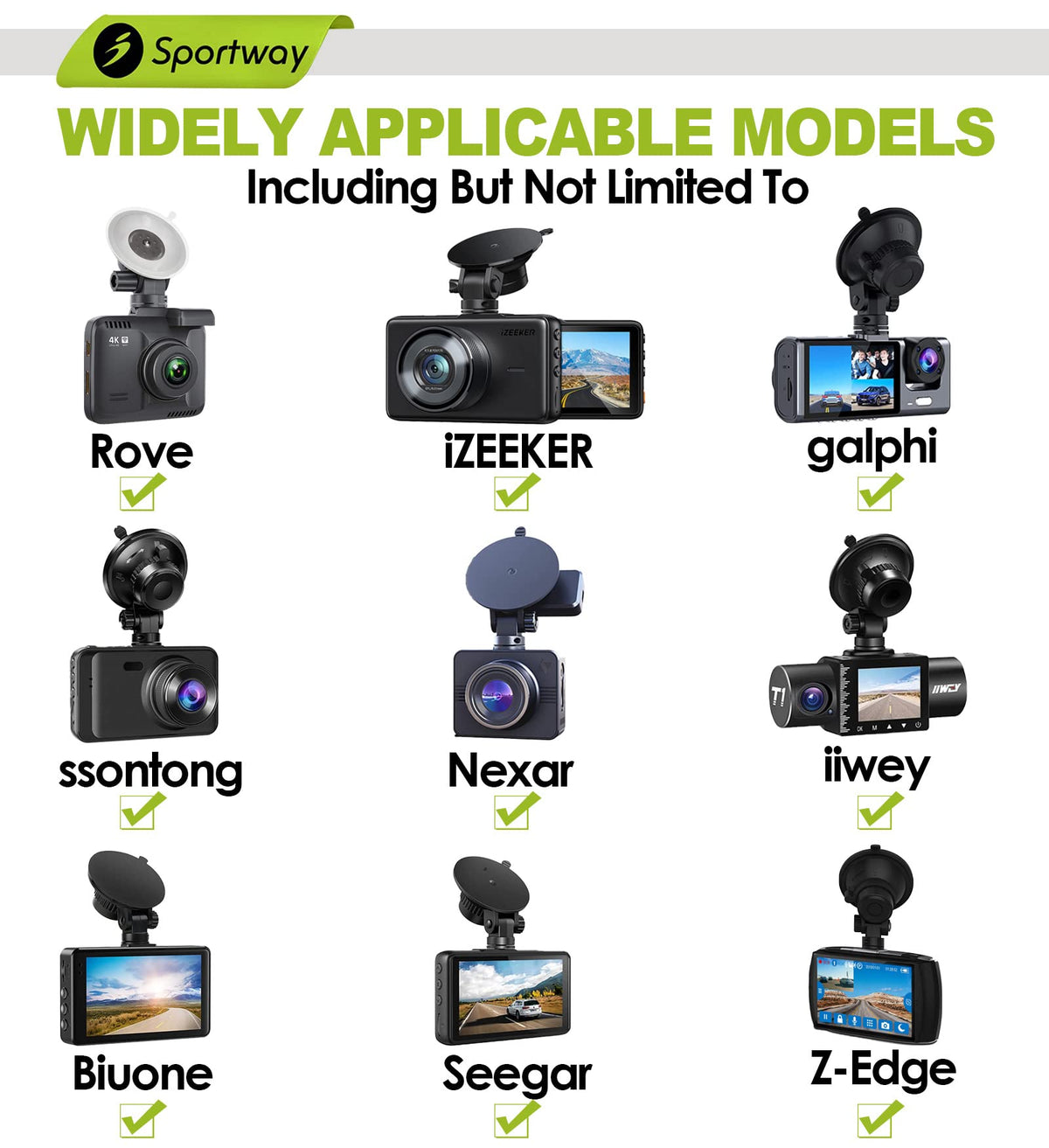 Sportway S503 dash cam mount demonstrates easy installation and removal.