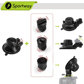 Sportway S503 dash cam mount highlighting sturdy suction cup and materials.