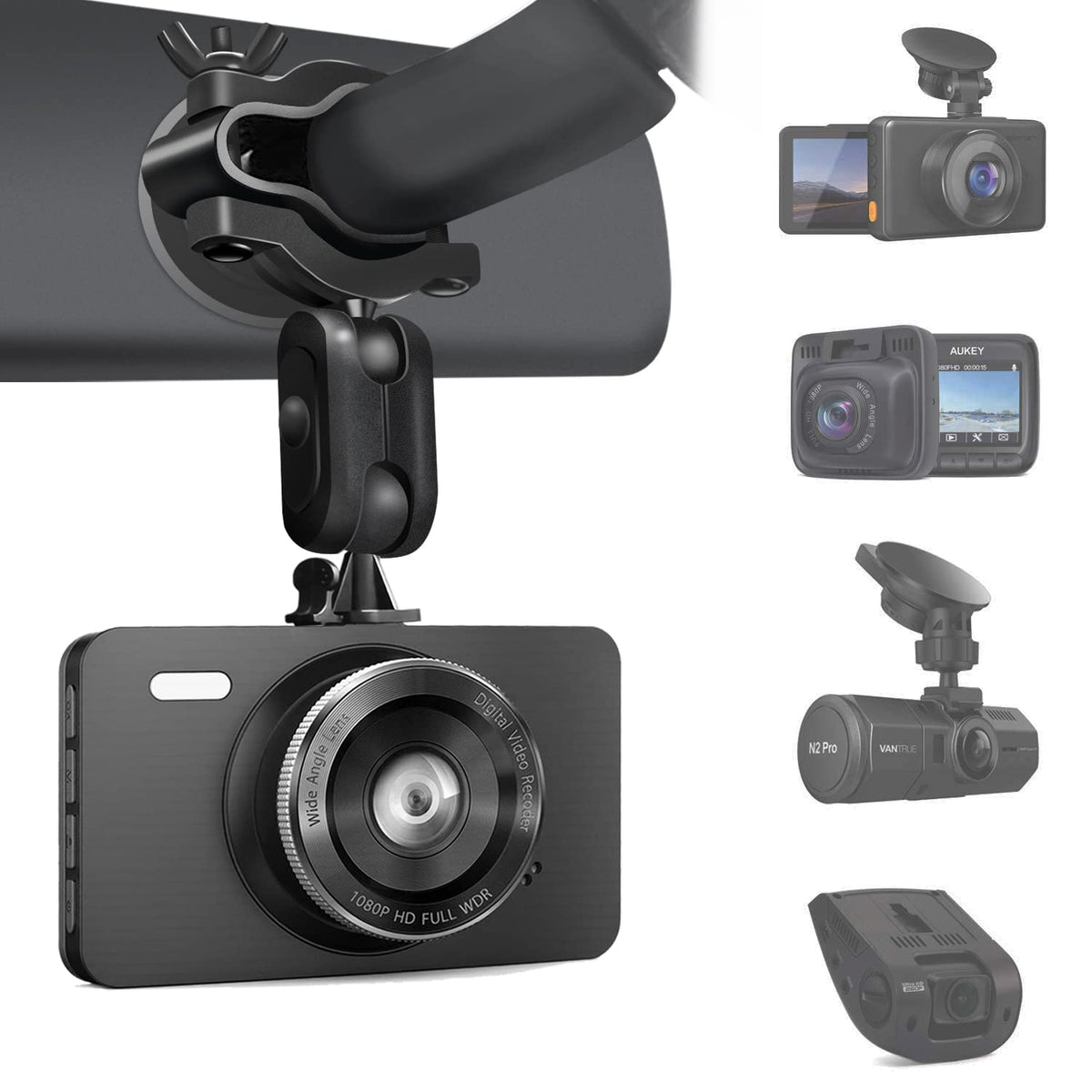 Sportway S80 dash cam mount with 360-degree rotation for flexible viewing angles.
