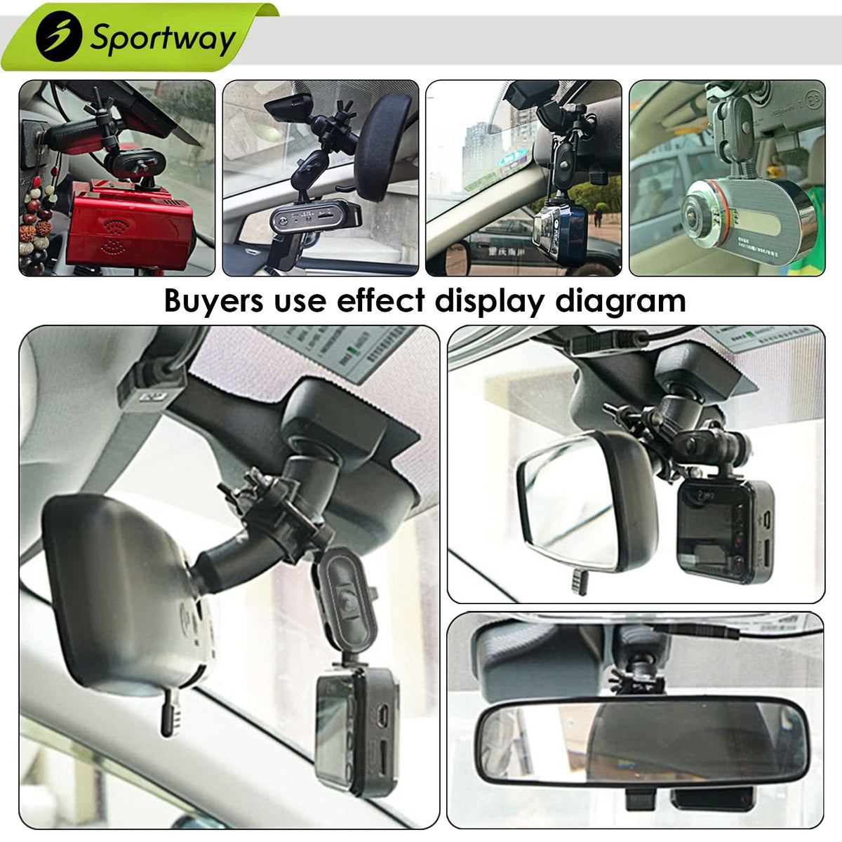 Sportway S80 dash cam mount durable anti-slip design from slipping.