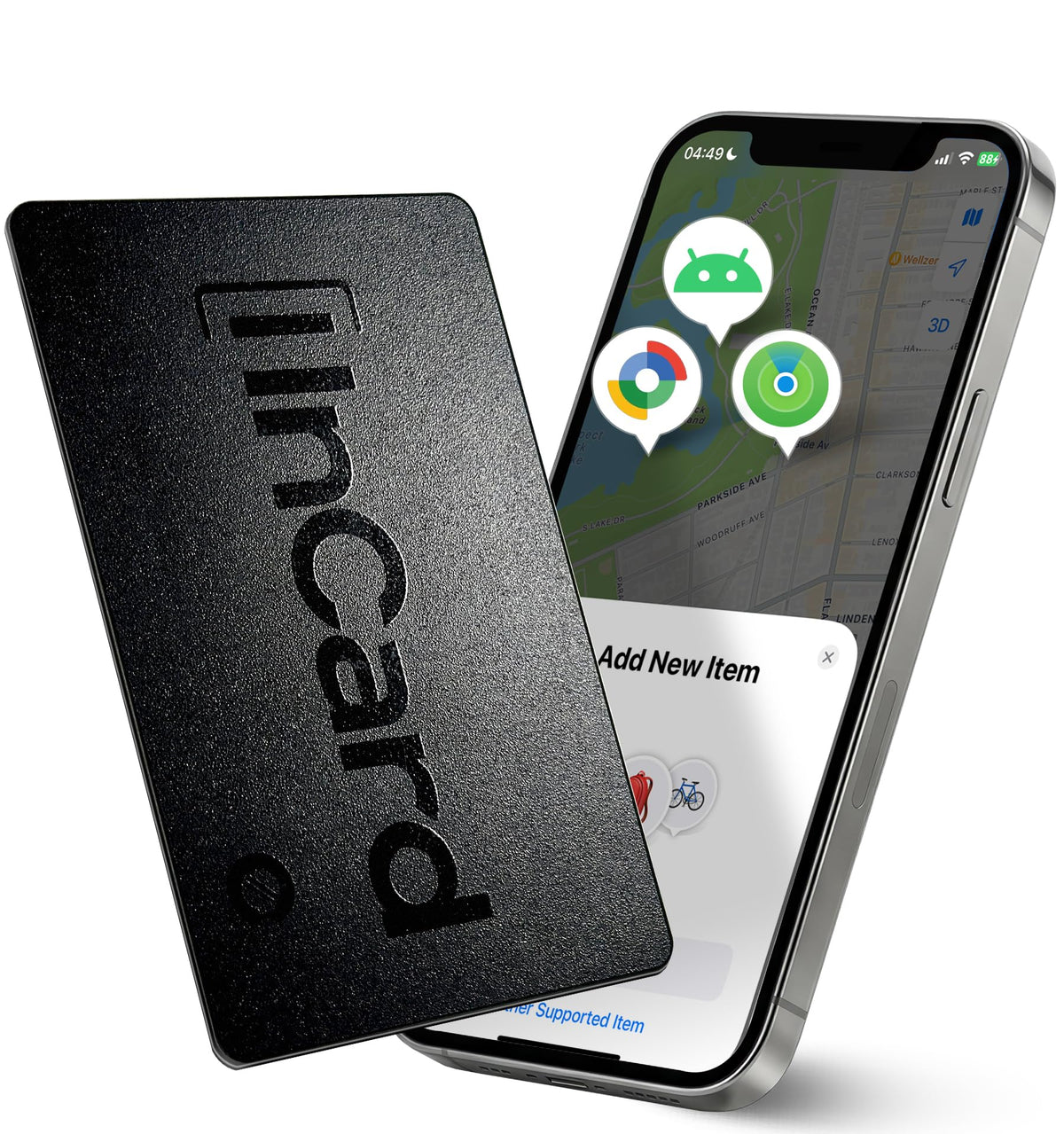 Spotelo Wallet Tracker Card front view, ultra-thin profile for easy wallet fit.