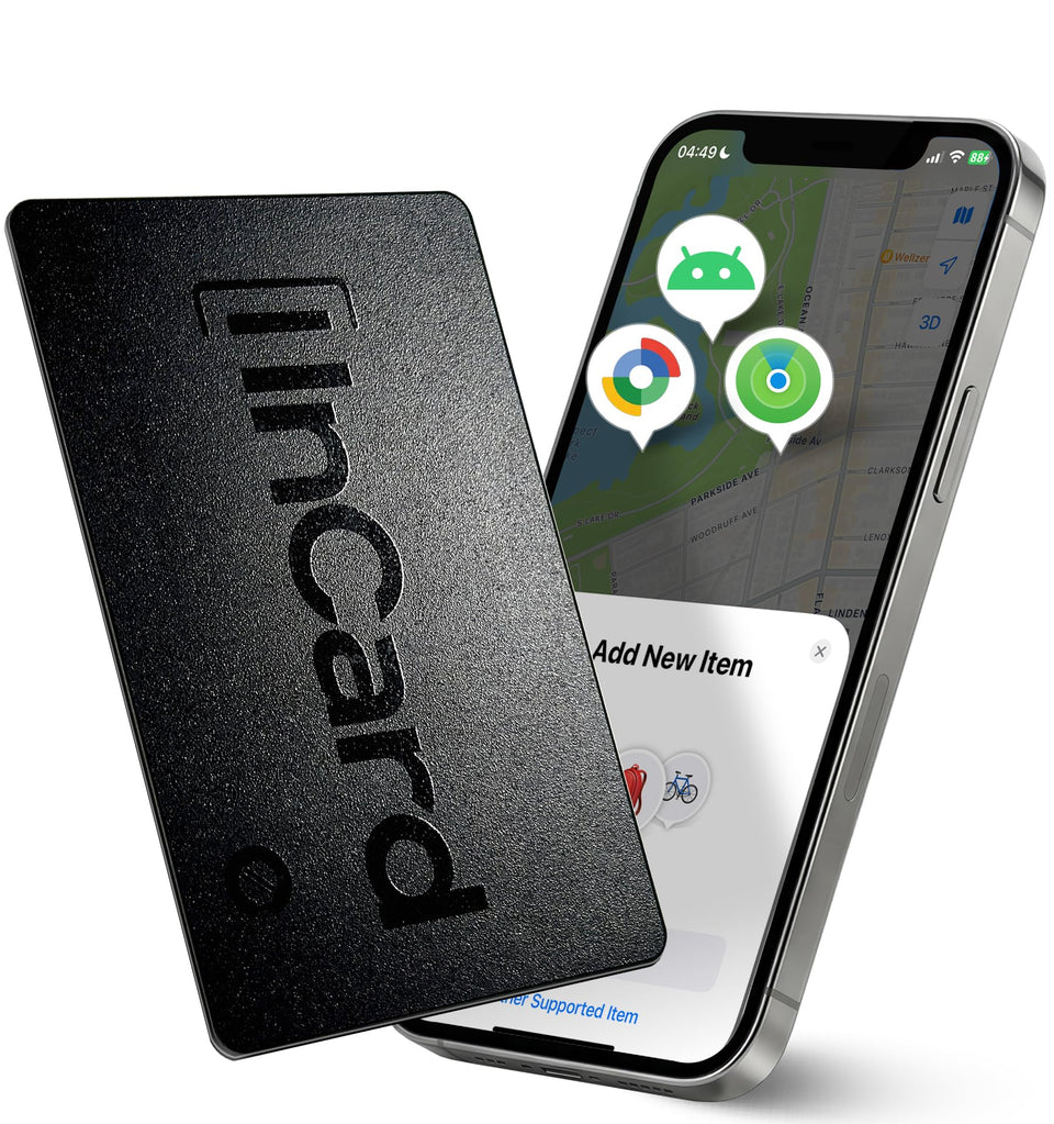 Spotelo Wallet Tracker Card front view, ultra-thin profile for easy wallet fit.