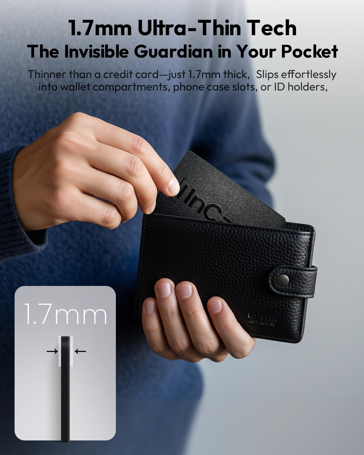 Privacy features of Spotelo Wallet Tracker Card with encrypted data protection.