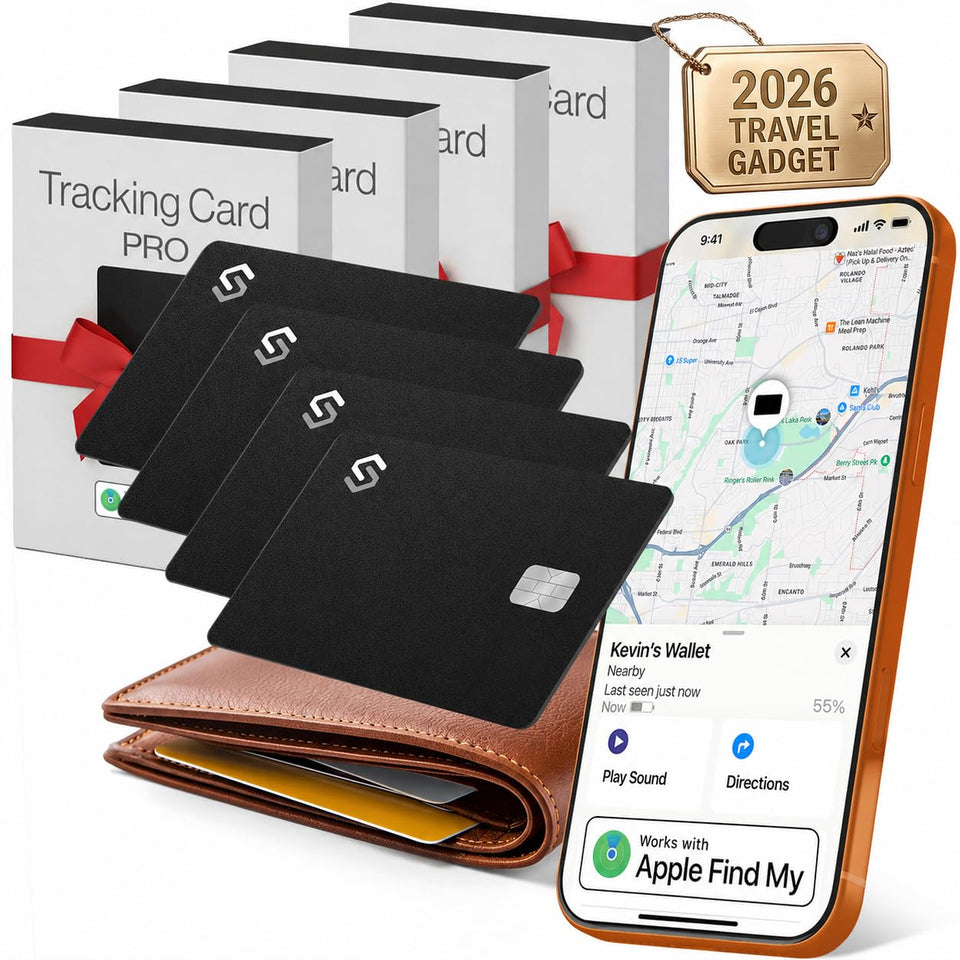 Spotminders wallet tracker tucked in a card slot for discreet theft protection.