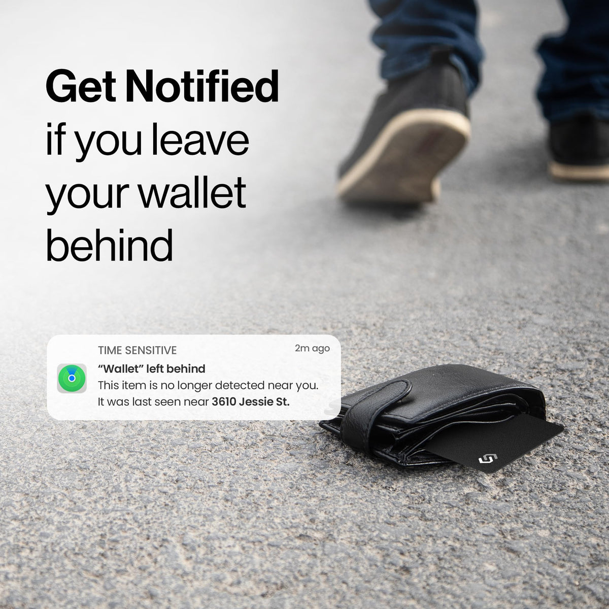 Spotminders PRO sliding into a wallet card slot with invisible protection benefit