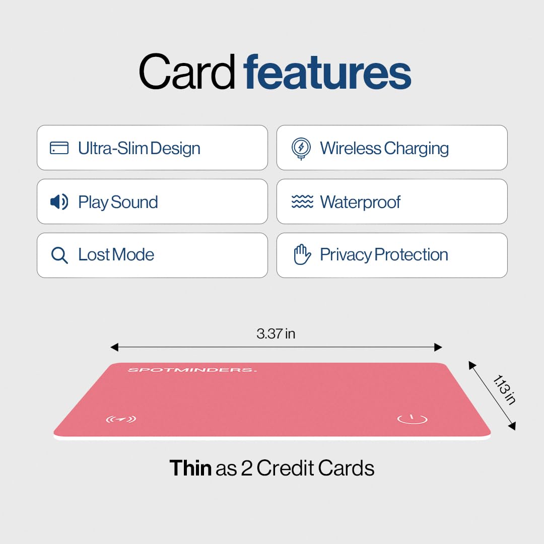 Spotminders beside a credit card to show ultra-thin size and portability