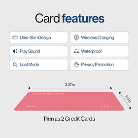 Spotminders beside a credit card to show ultra-thin size and portability