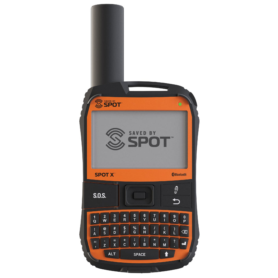 SpotX device front view showing compact, rugged design for on-the-go signaling.