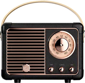 SpringFlora Retro Bluetooth Speaker front view showing compact design and rich stereo sound.