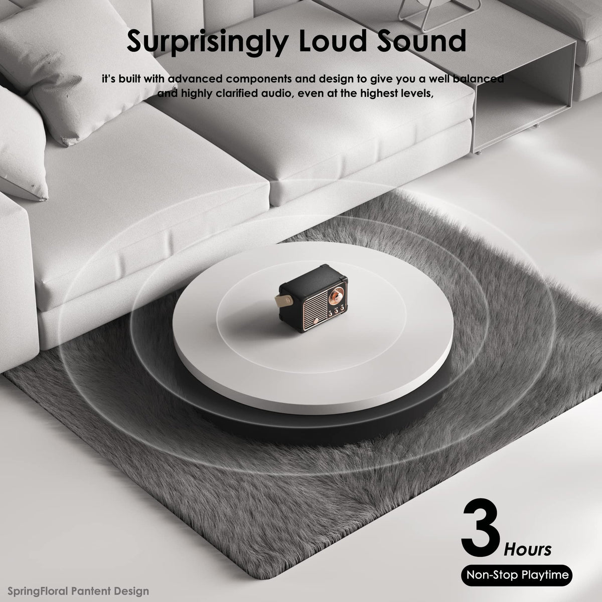 SpringFlora top view highlights compact dimensions ideal for shelves and desks.
