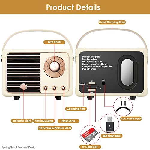 Compact battery design of the SpringFlora speaker for quick listening.