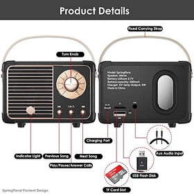 SpringFlora Bluetooth speaker charging scene shows a 400mAh battery for extended listening.
