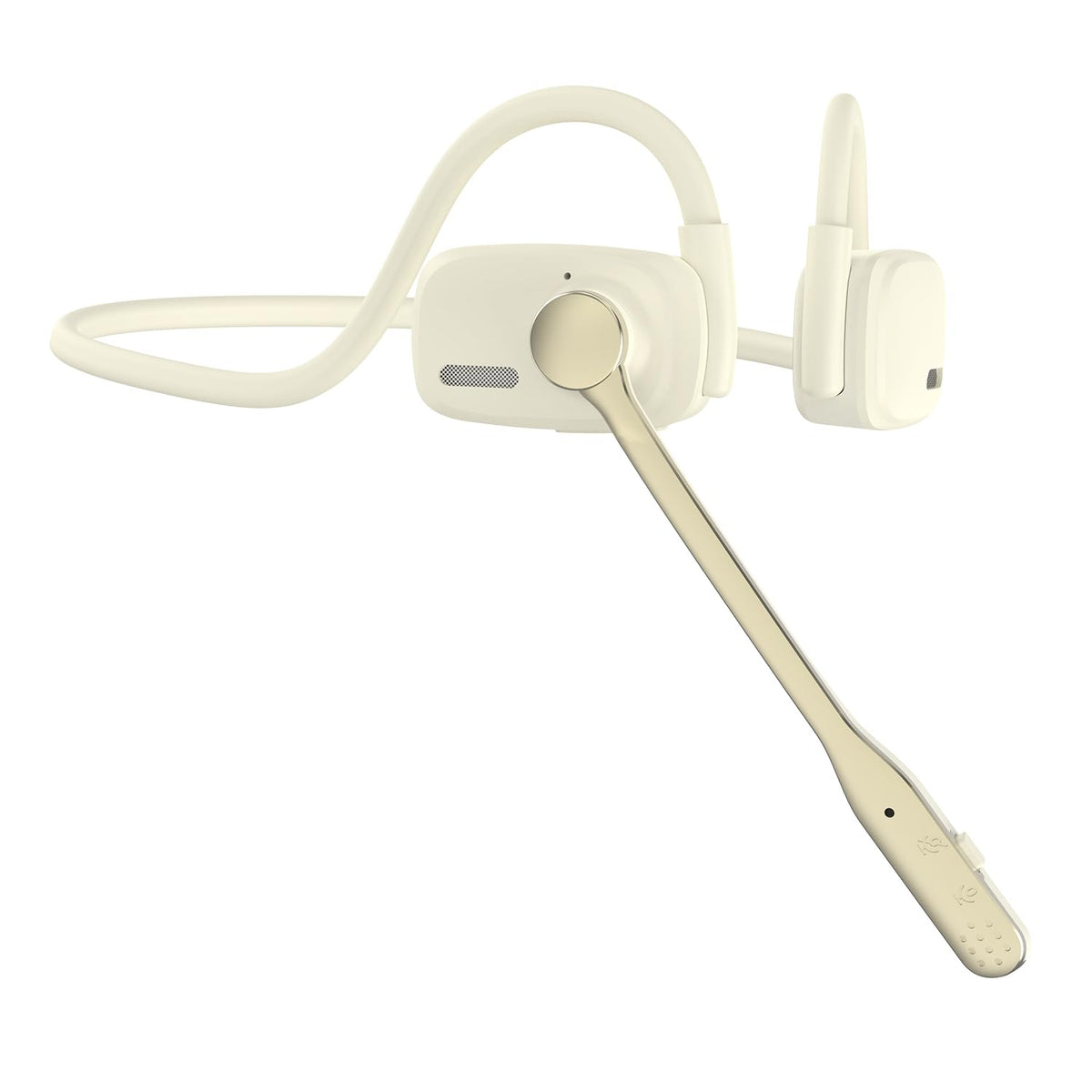 SproutingSound open-ear headphones beige side view for all day comfort during work or workouts.