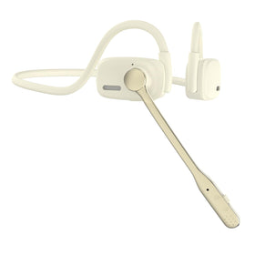 SproutingSound open-ear headphones beige side view for all day comfort during work or workouts.