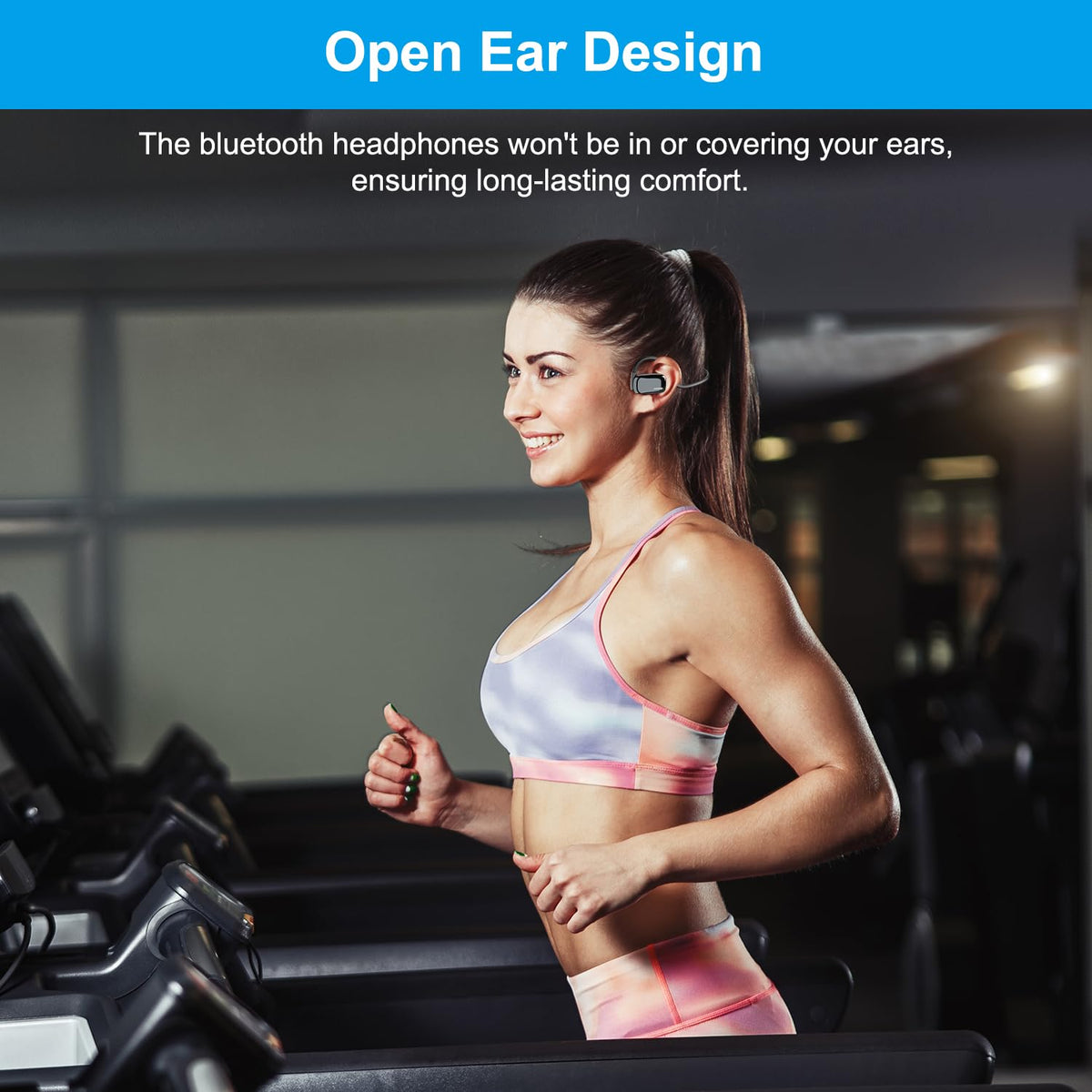 SproutingSound open-ear headphones gunmetal mic closeup, ENC reduces ambient noise for clearer calls.