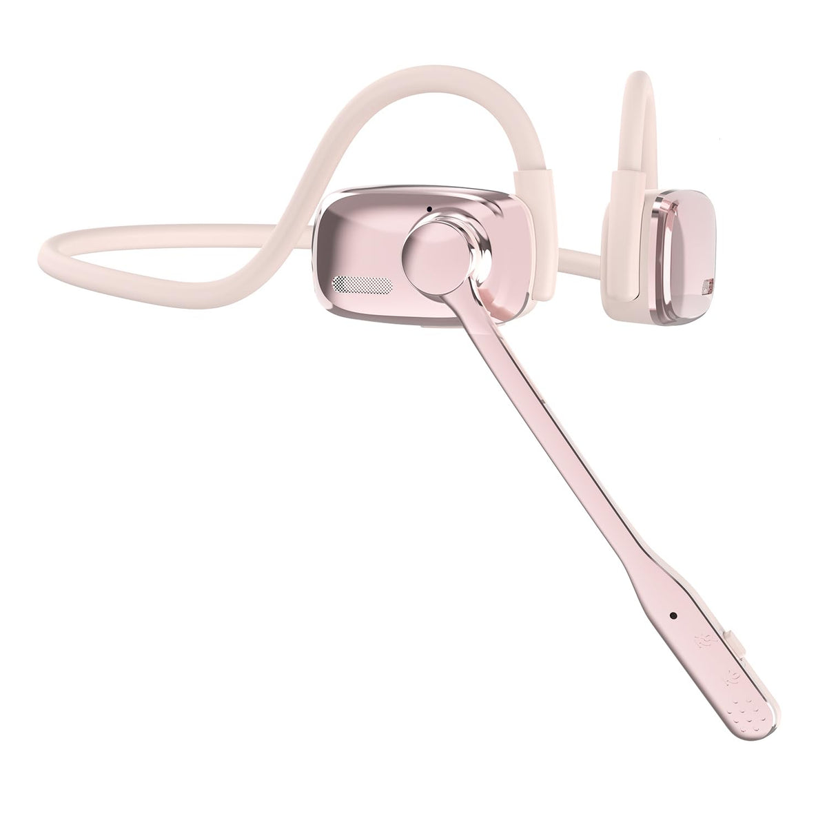 SproutingSound open-ear headphones pink on desk for comfortable all-day listening