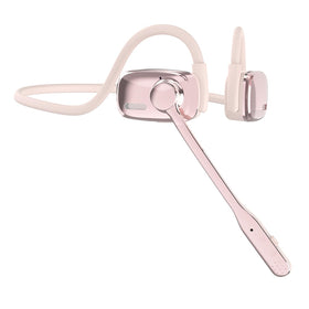 SproutingSound open-ear headphones pink on desk for comfortable all-day listening