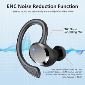 sprtoybat earbuds held in hand to show compact scale for portability