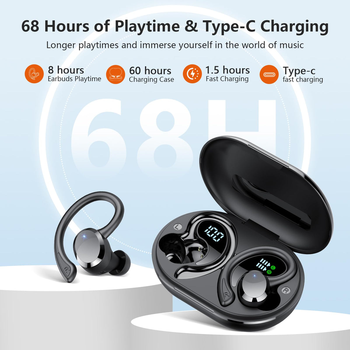 sprtoybat earbuds worn by runner demonstrating IPX7 sweat and rain resistance