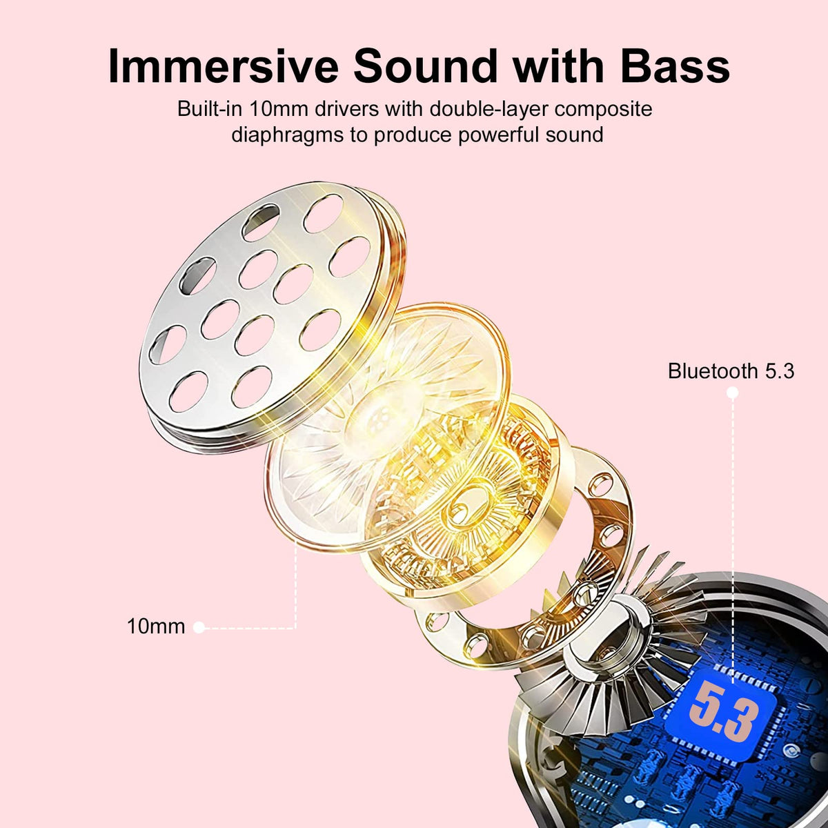 sprtoybat Q35 earbuds front view highlighting sleek design and comfort benefit