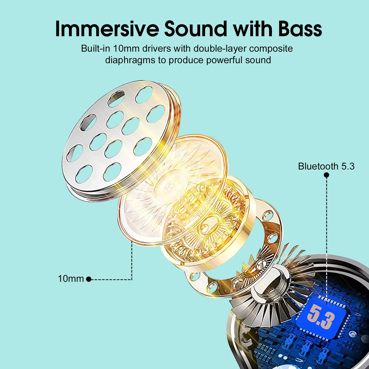 Sprtoybat Q35 earbuds side profile, lightweight and comfortable.