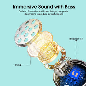 Sprtoybat Q35 earbuds side profile, lightweight and comfortable.