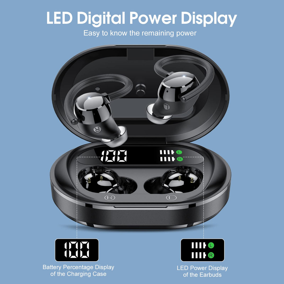 Sprtoybat Q35 earbuds showing fast charging and long battery life