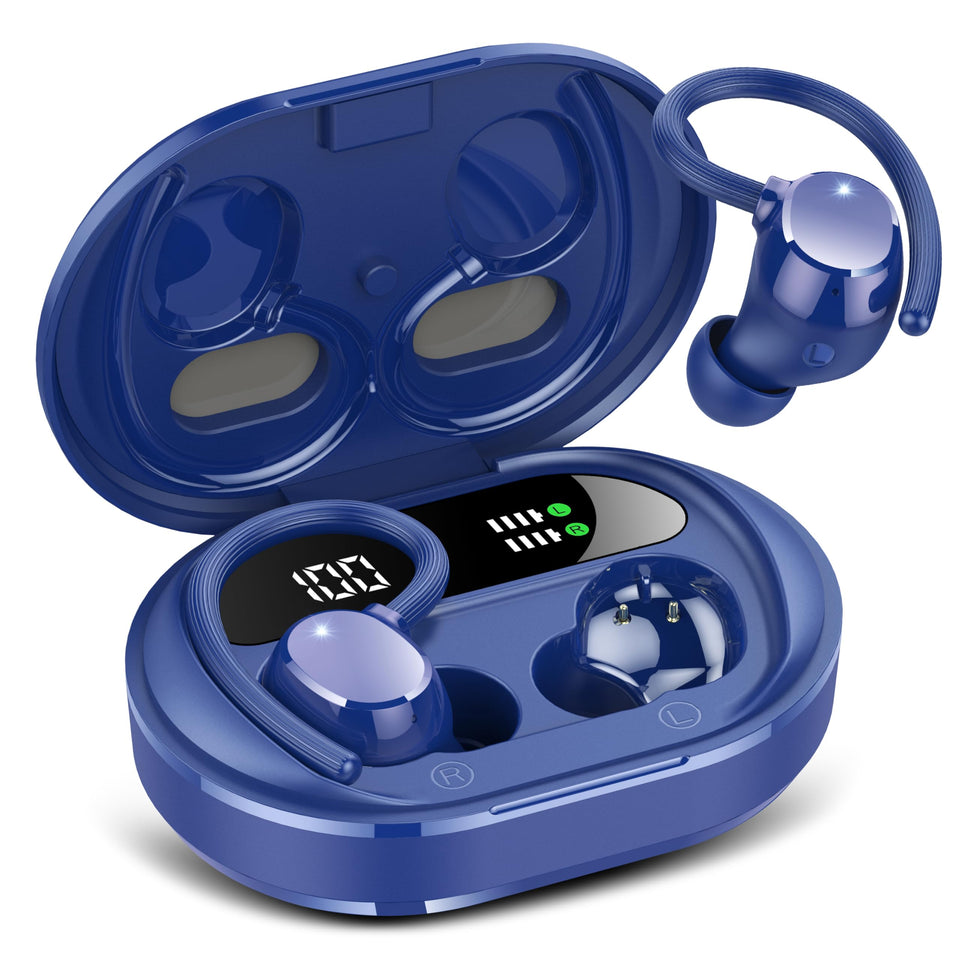 sprtoybat Q35 front view showing earbuds and charging case, highlights portability