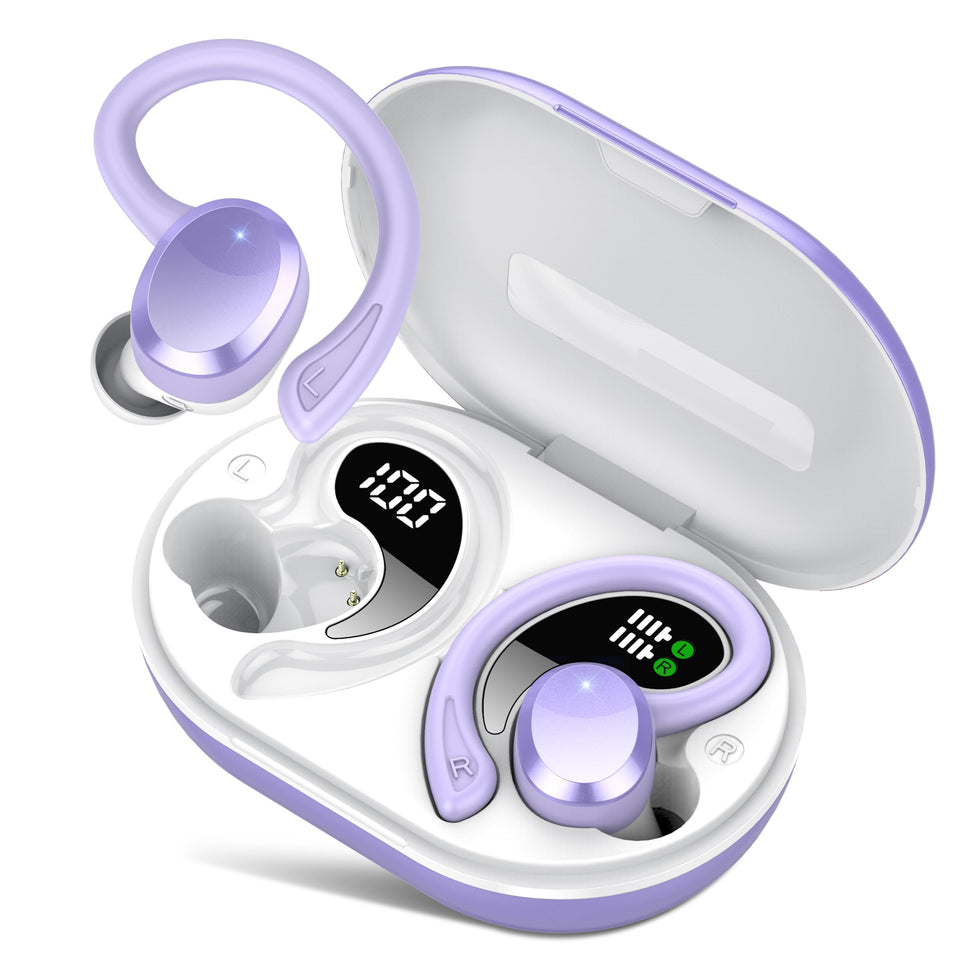 Sprtoybat wireless earbuds with LED display show battery life at a glance for workouts.