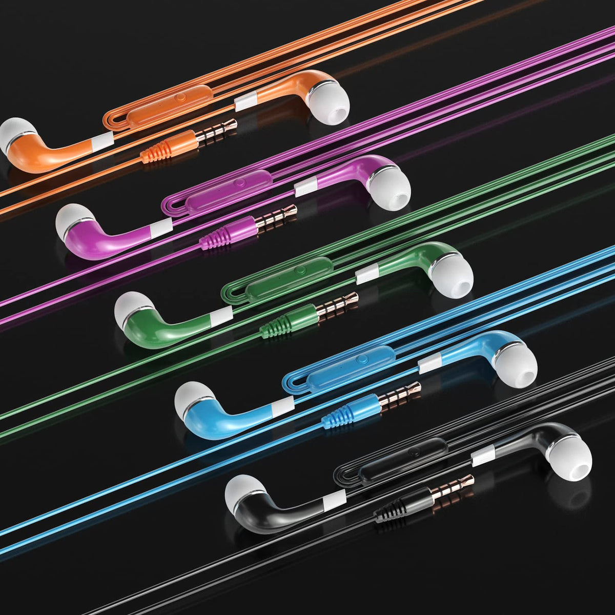 SP Soundpretty bulk earbuds pack side view, ideal for shared devices in school environments