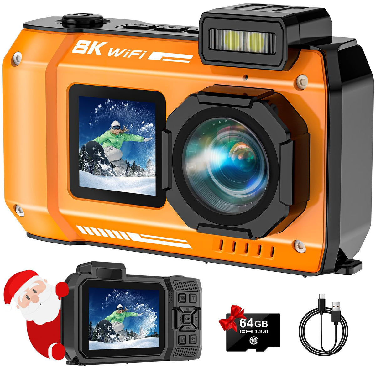 SPUNALP front view showing orange casing and buttons, clear framing benefit